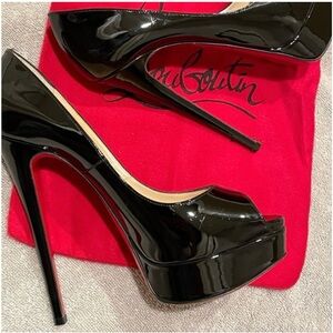 Christian Louboutin Glossy Black Platform Heels